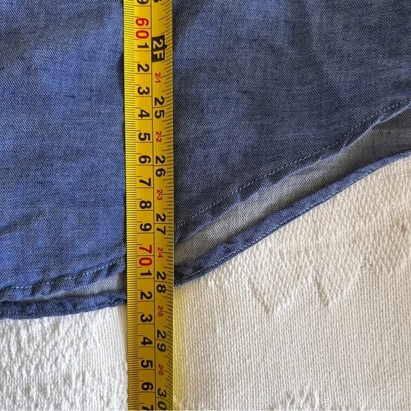 Bugatchi men’s Medium Uomo Ombre Blue Button up Shirt Long Sleeve Linen Blend - Picture 7 of 10